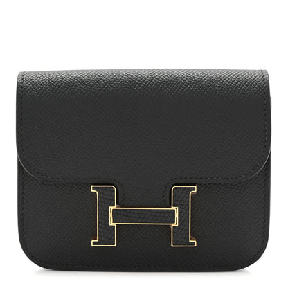 Hermes Epsom Lizard Constance Slim Wallet Black 1 of 9