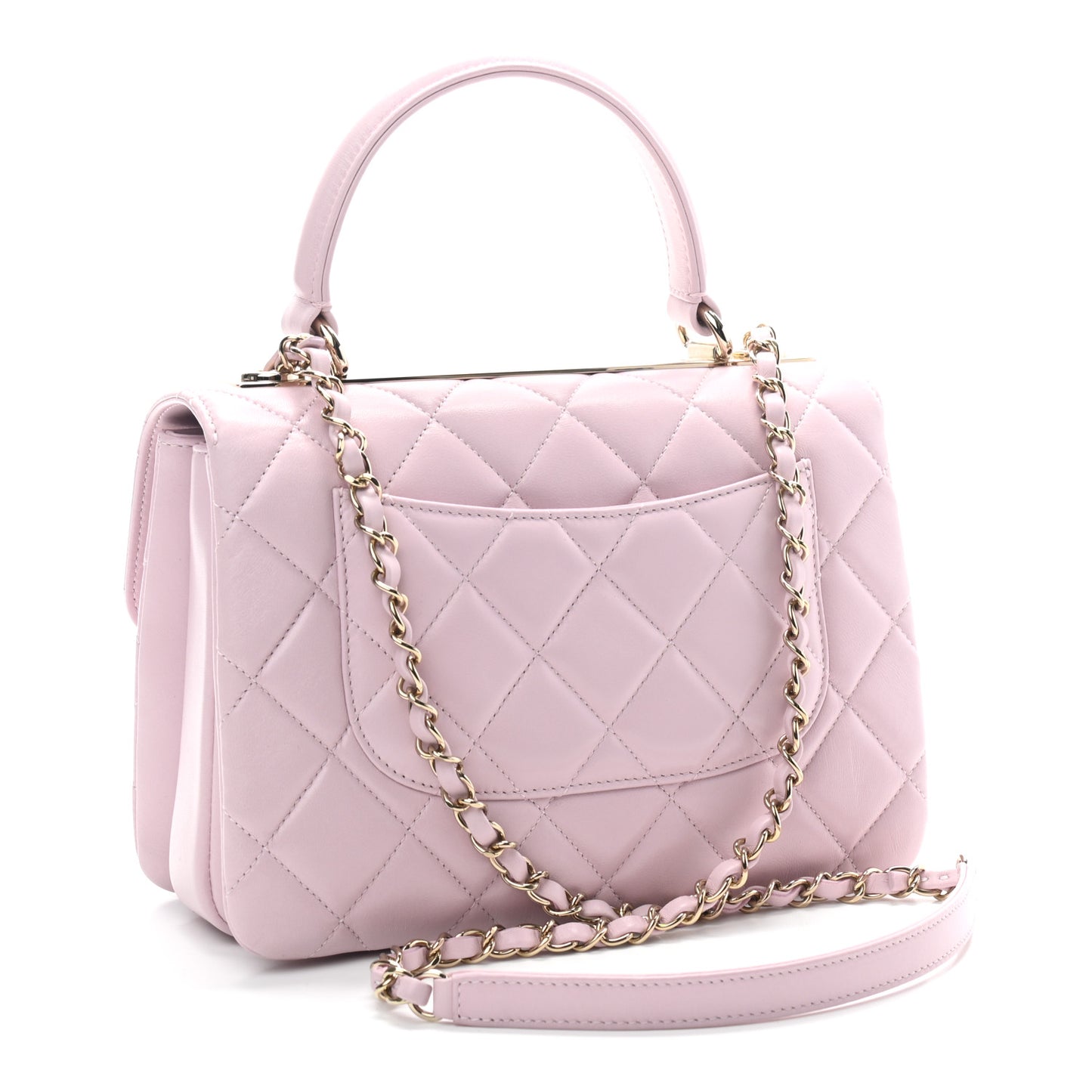 Lambskin Quilted Small Trendy CC Flap Dual Handle Bag Lilac
