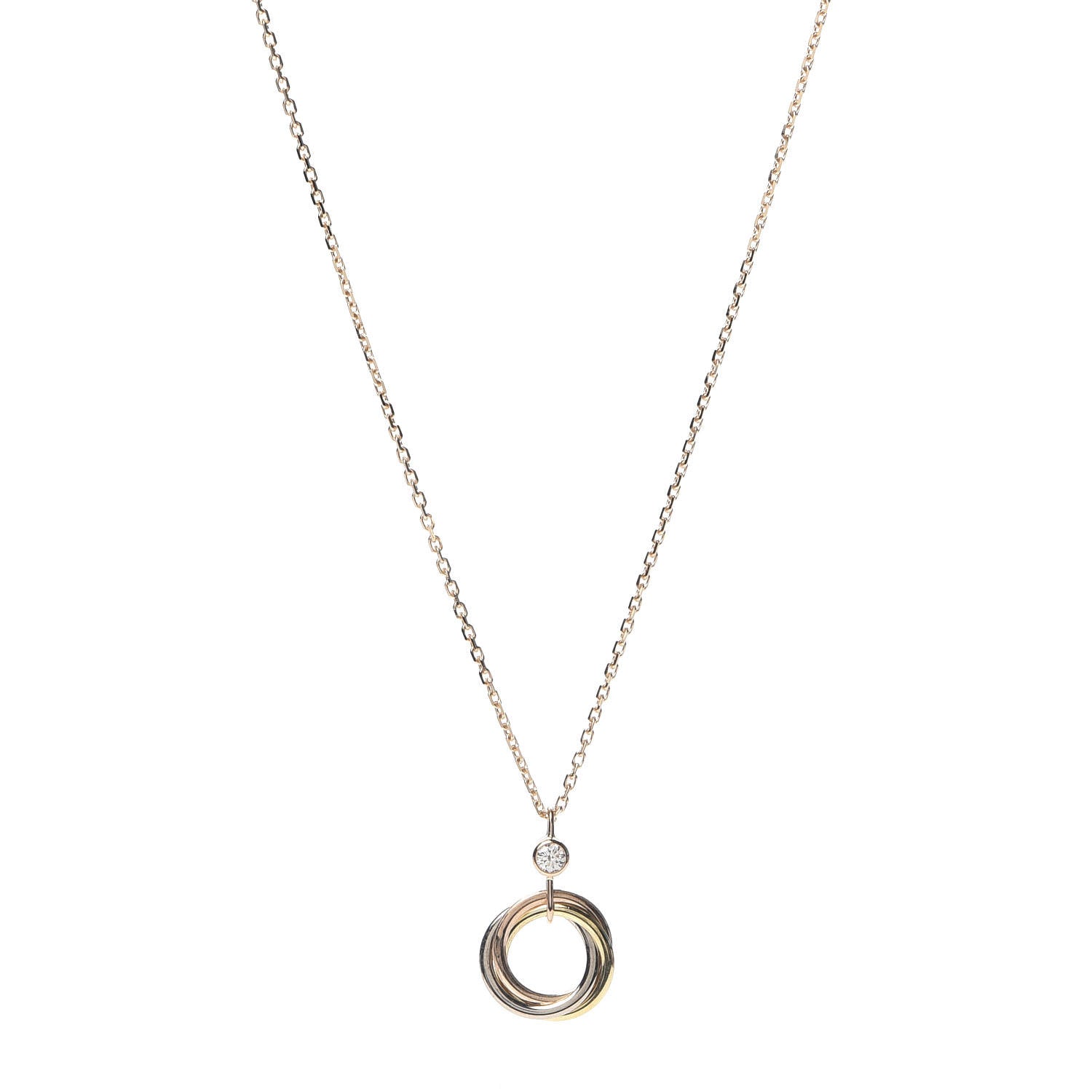 Cartier 18K Pink Yellow White Gold Diamond Trinity Pendant Necklace 1 of 7