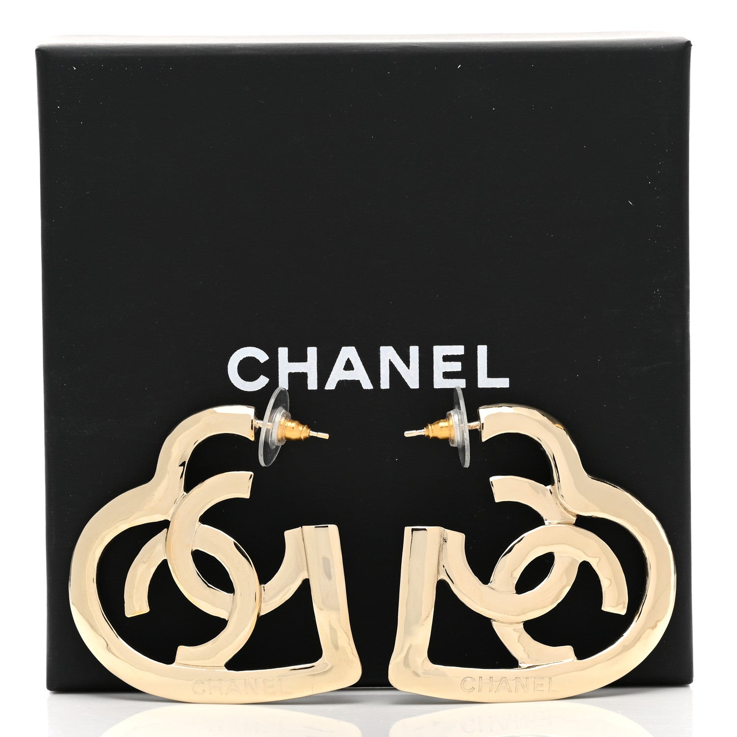 Chanel Metal CC Heart Coco In Love Hoop Earrings Gold 5 of 5