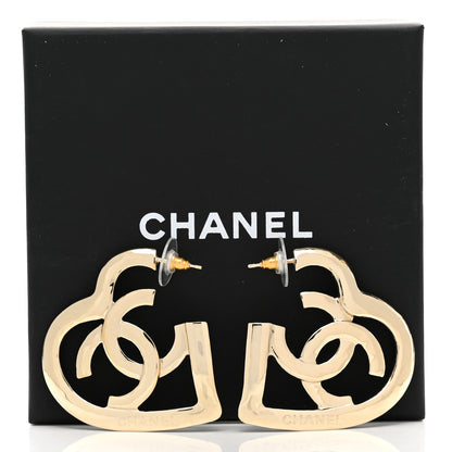 Chanel Metal CC Heart Coco In Love Hoop Earrings Gold 5 of 5