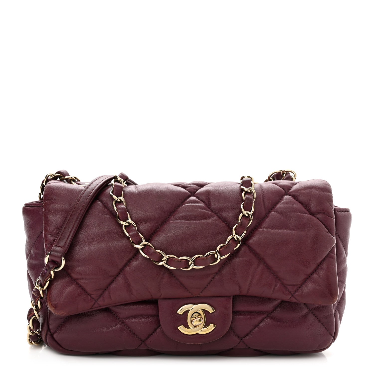Chanel Calfskin Quilted Medium Bubbly Flap Burgundy 1 of 9