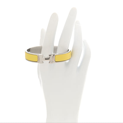 Hermes Enamel Narrow Clic Clac H Bracelet PM    Jaune Tennis 2 of 5