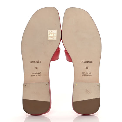 Hermes Calfskin Oran Sandals 38 Rouge Bali 5 of 8