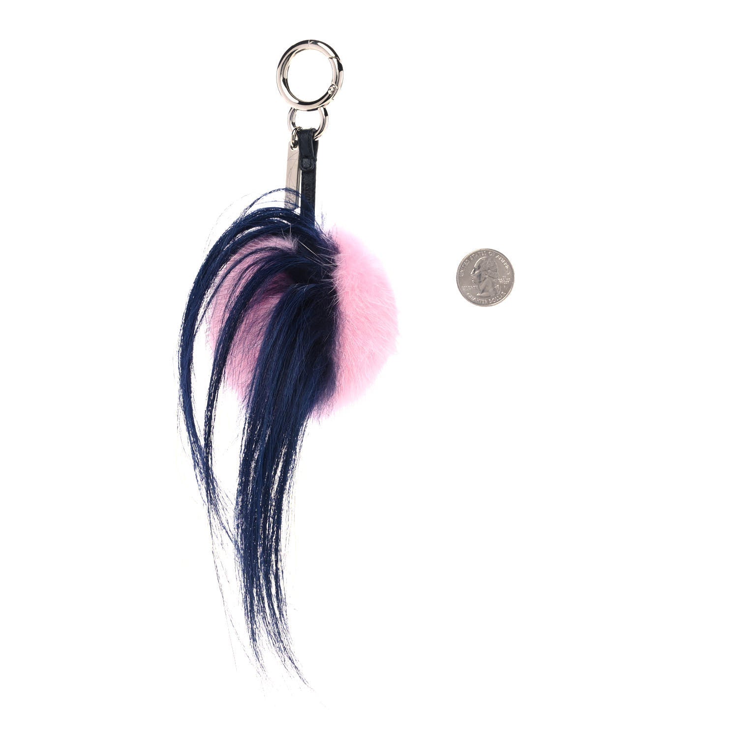 Fendi Mink Goat Fur QuTweet Bag Bug Charm Marshmallow Black 2 of 4