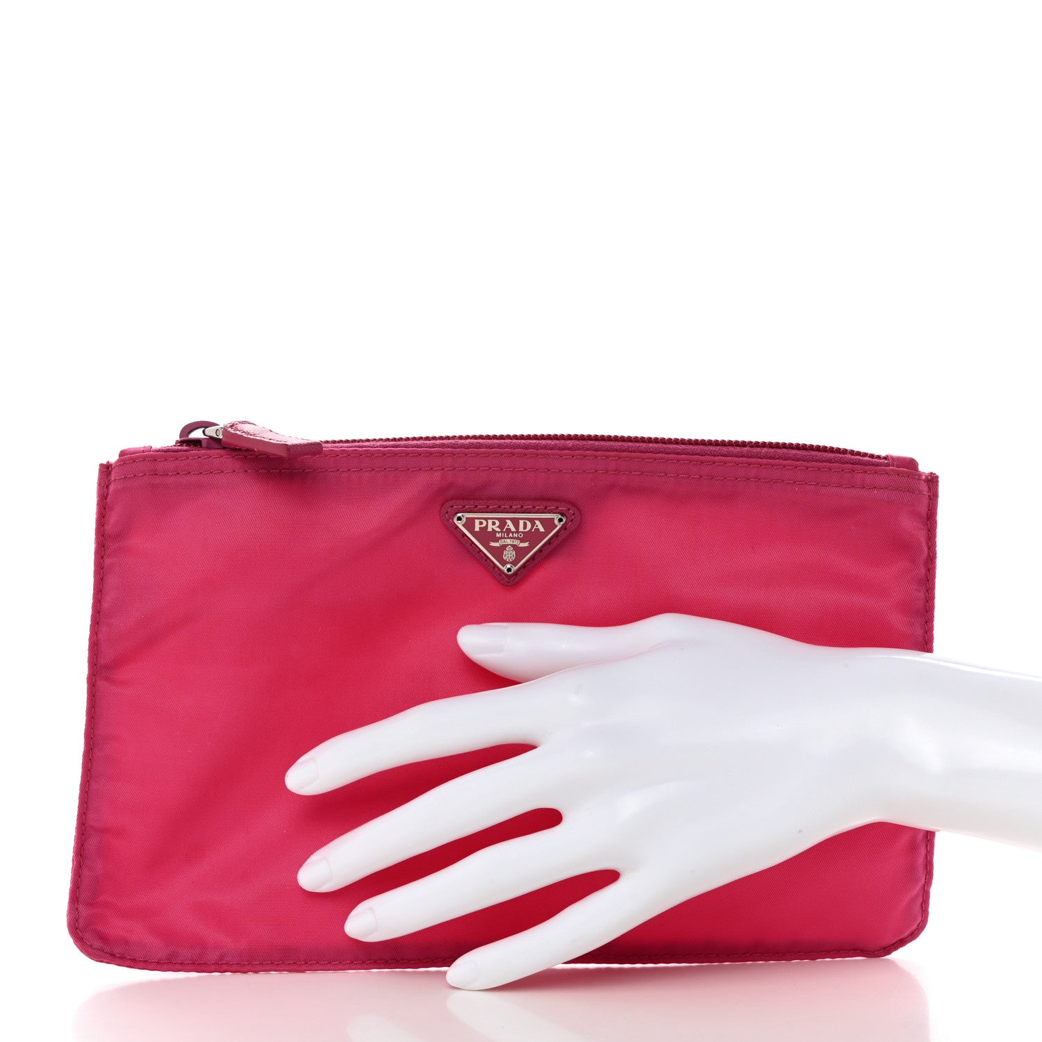 Prada Tessuto Nylon Small Flat Pouch Fuxia 2 of 9