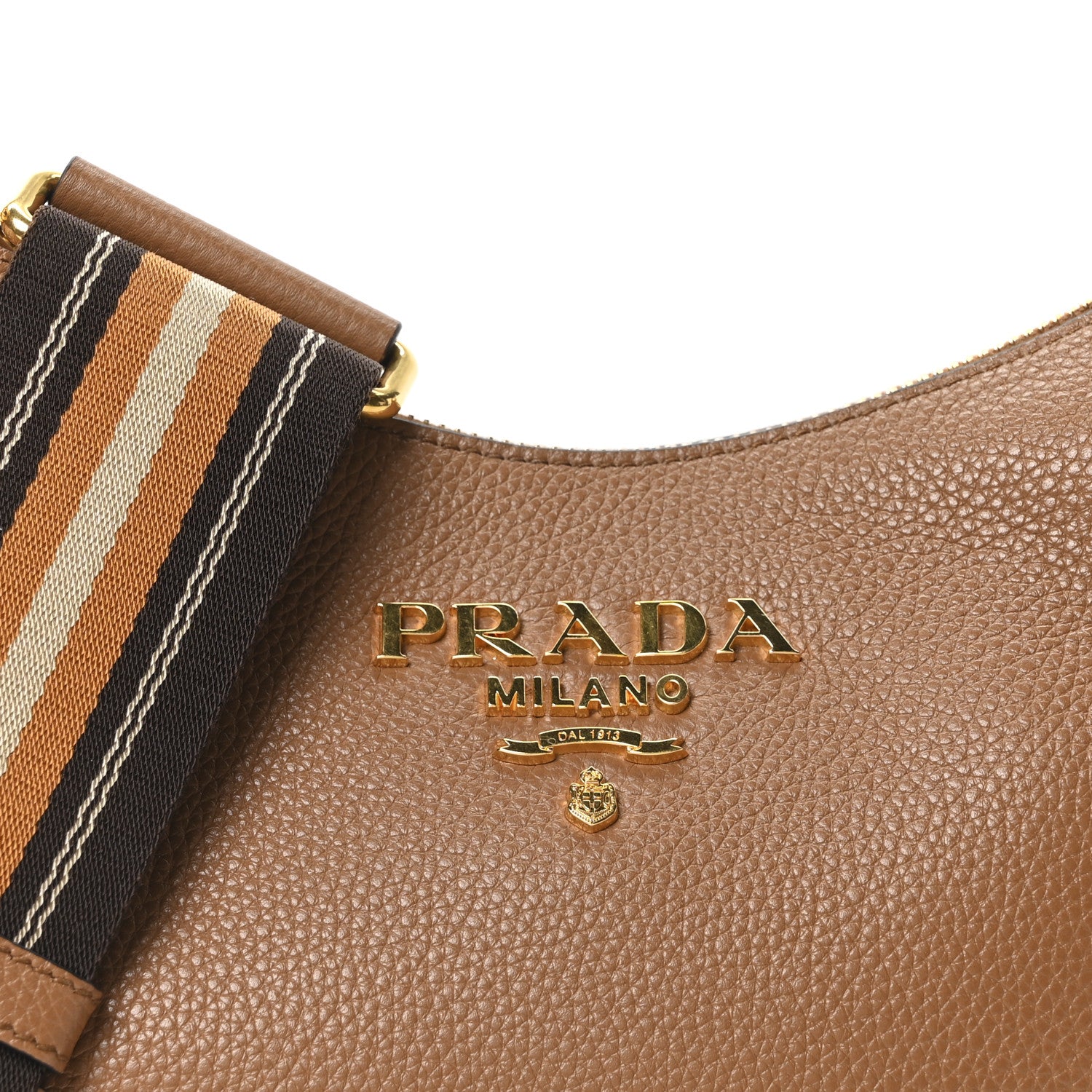 Prada Vitello Phenix Small Zippered Messenger Hobo Caramel 1769621