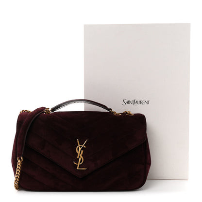 Saint Laurent Suede Chevron Quilted Medium LouLou Smoky Burgundy 12 of 12
