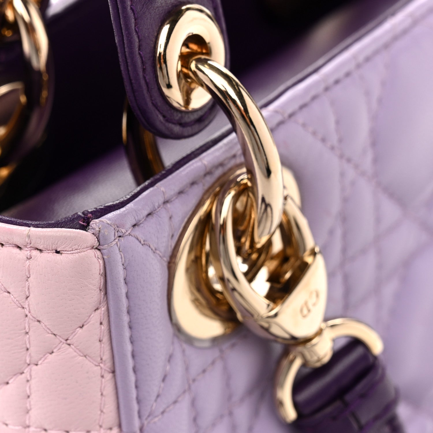 Christian Dior Lambskin Cannage Mini Bi-Color Lady Dior Purple