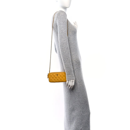 Chanel Caviar Quilted Small Clutch With Chain Yellow 2 of 12