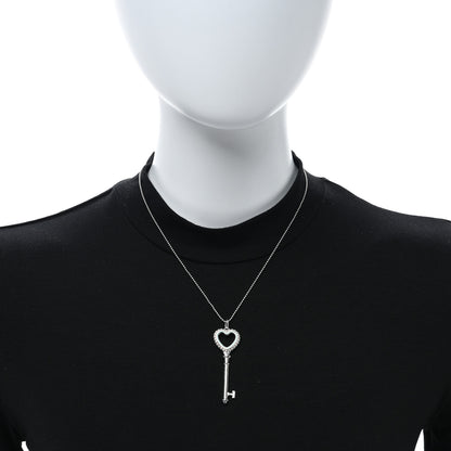 Tiffany Sterling Silver Enamel Beaded Heart Key Pendant Necklace Blue 2 of 5