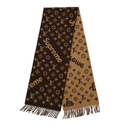 Louis Vuitton X Supreme Wool Cashmere Monogram Scarf Brown 2 of 3