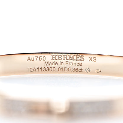 Hermes 18K Rose Gold Diamond PM Kelly Pave Bracelet XS 3 of 4