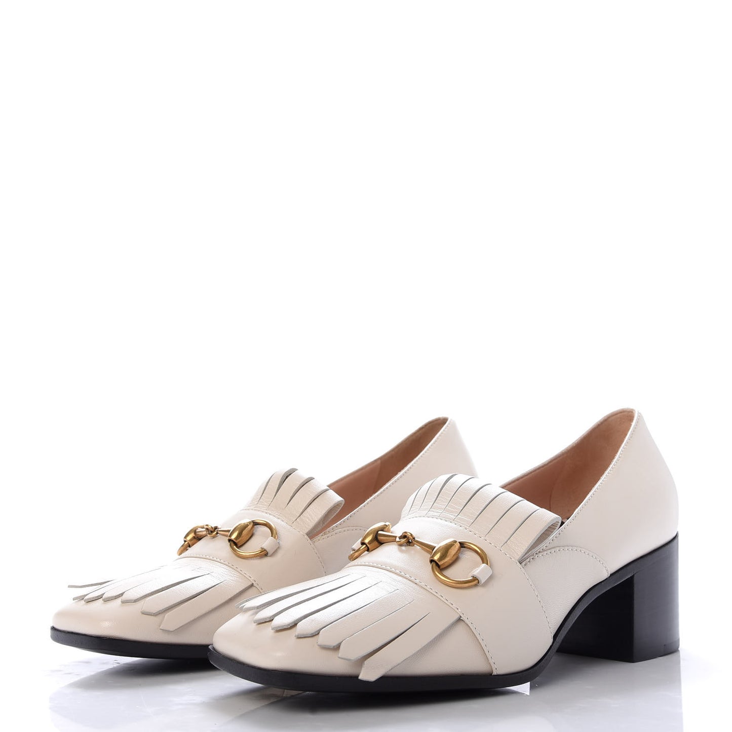 Malaga Kid Polly Kiltie Fringe 55mm Loafer Pumps 36 Mystic White