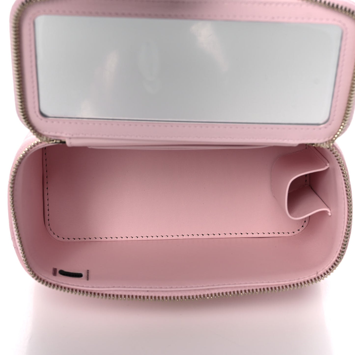 Caviar Quilted Small Vanity Case With Chain Light Pink