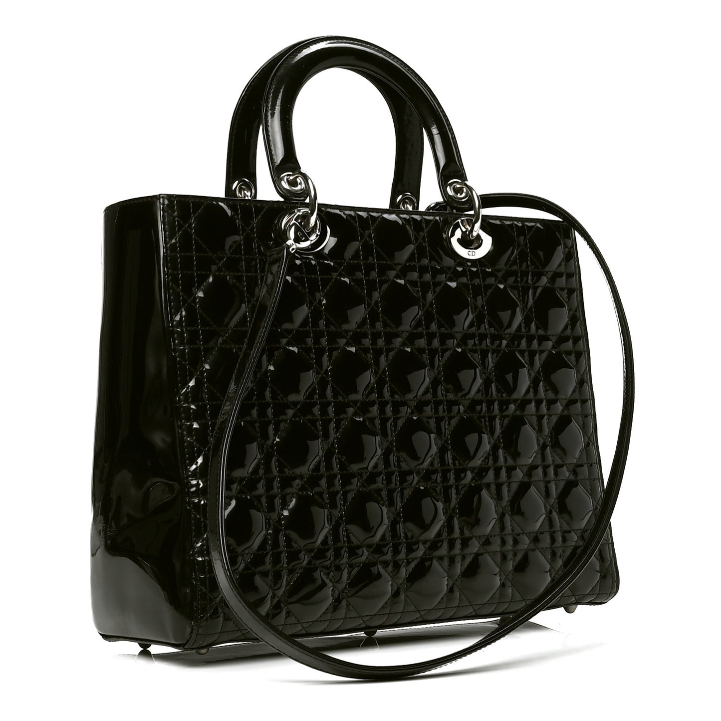 Patent Cannage Large Lady Dior Black