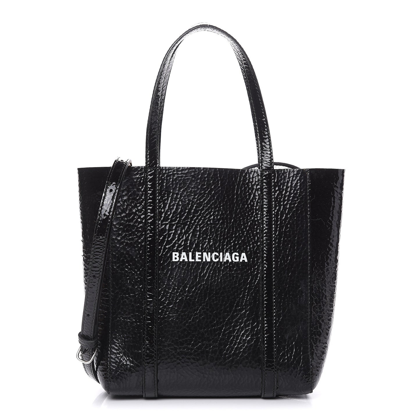 Textured Patent Calfskin XXS Everyday Tote Black