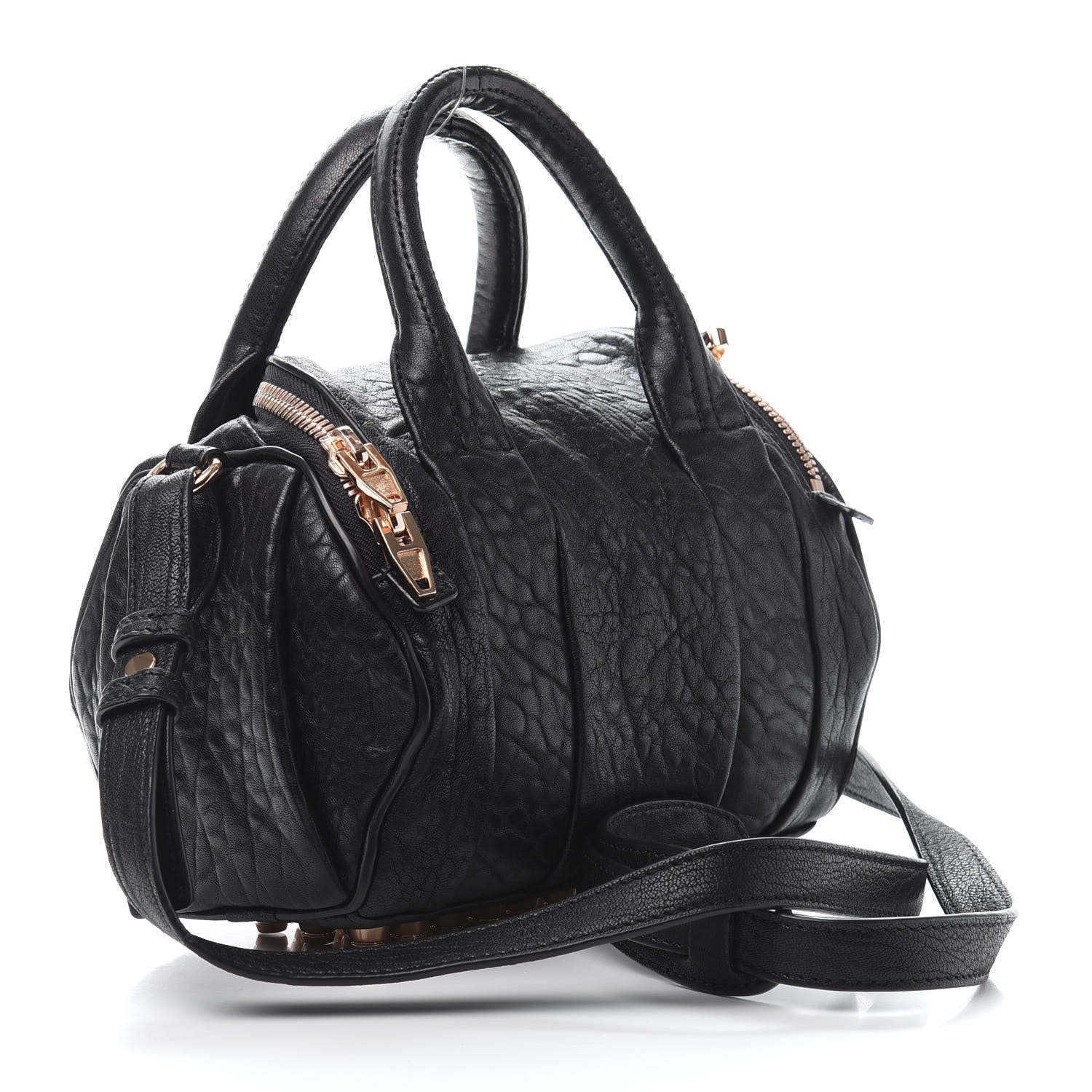 Alexander Wang Pebbled Lambskin Mini Rockie Black Rose Gold Hardware 3 of 9
