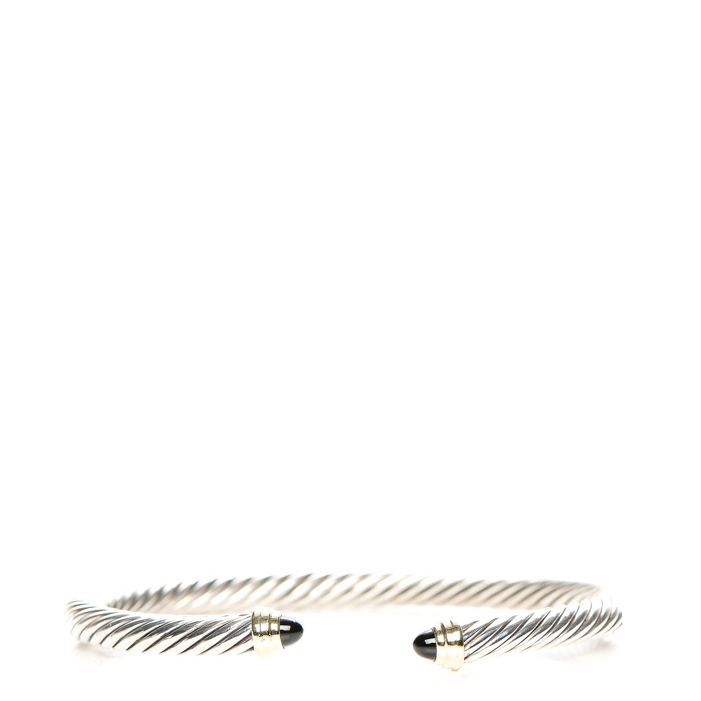 Sterling Silver 14K Yellow Gold Black Onyx 5mm Cable Classics Petite Color Bracelet