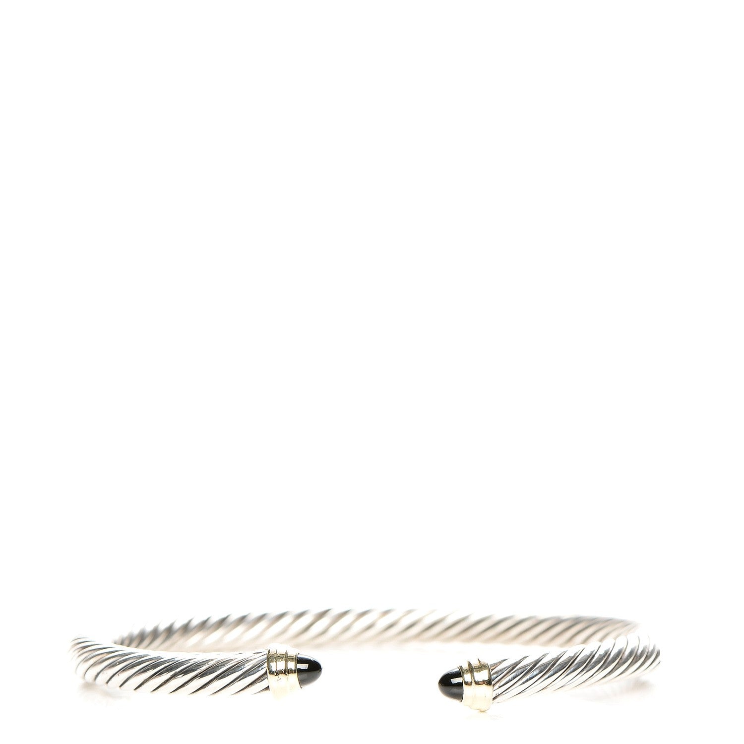 David Yurman Sterling Silver 14K Yellow Gold Black Onyx 5mm Cable Classics Petite Color Bracelet 1 of 5