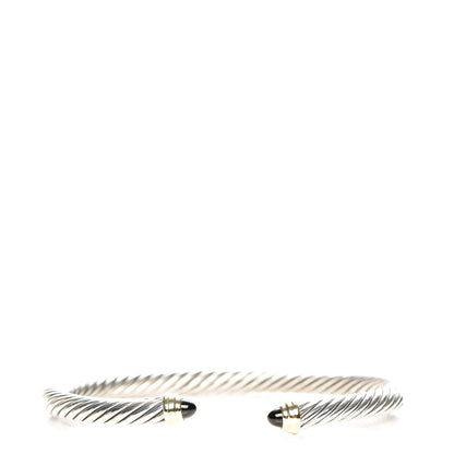 David Yurman Sterling Silver 14K Yellow Gold Black Onyx 5mm Cable Classics Petite Color Bracelet 1 of 5