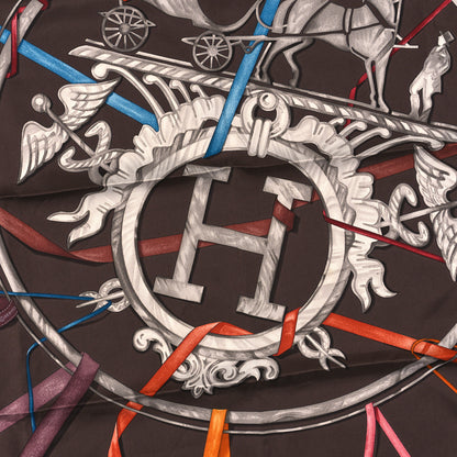 Hermes Silk Attrape Tes Reves Scarf 90 Chocolat Ardoise Taupe 2 of 3