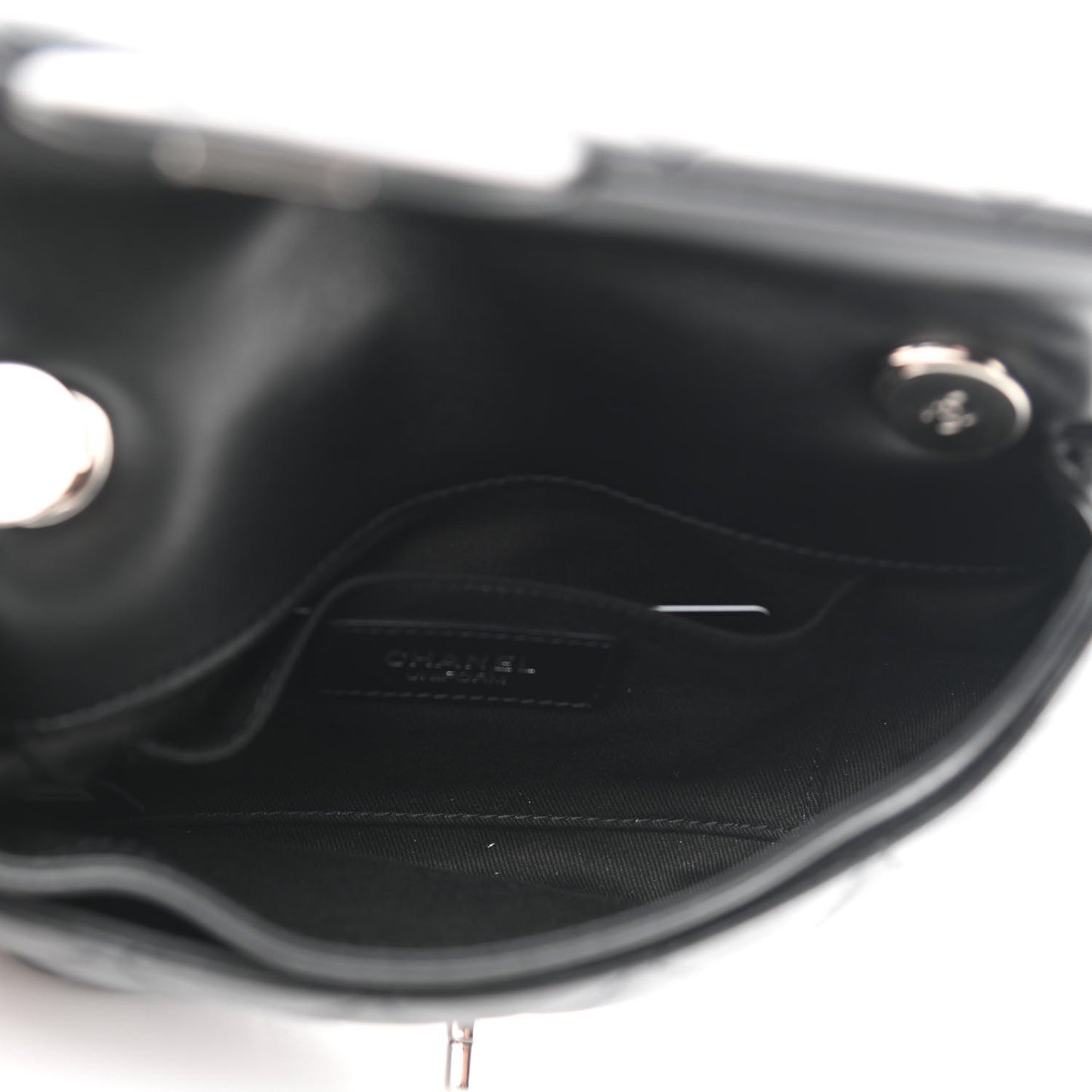 Calfskin Quilted CC Uniform Flap Belt Bag Black