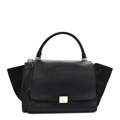 Celine Drummed Calfskin Suede Medium Trapeze Black 1 of 12