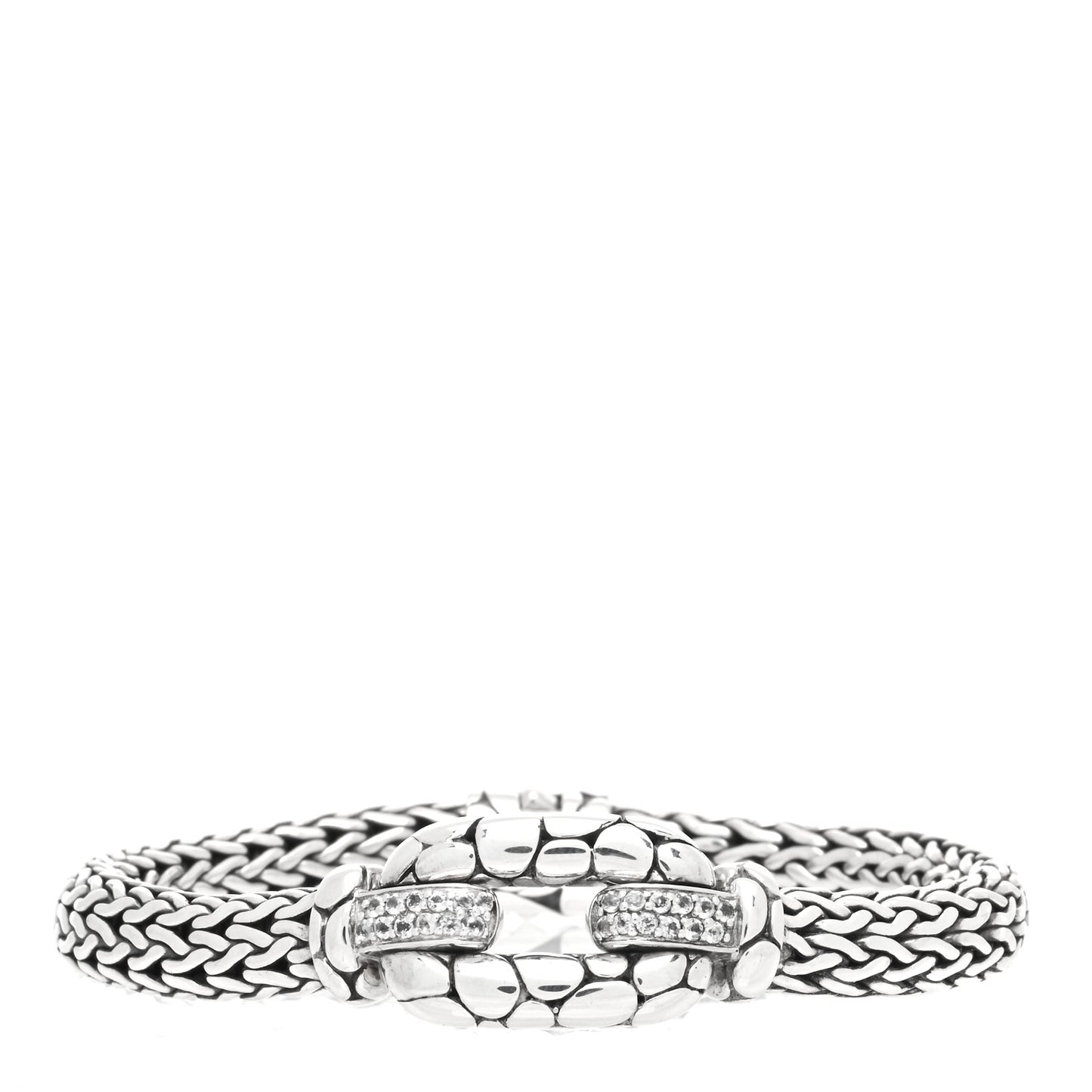 Sterling Silver White Topaz Kali Lava Station Bracelet
