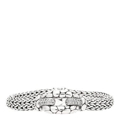 John Hardy Sterling Silver White Topaz Kali Lava Station Bracelet 1 of 4