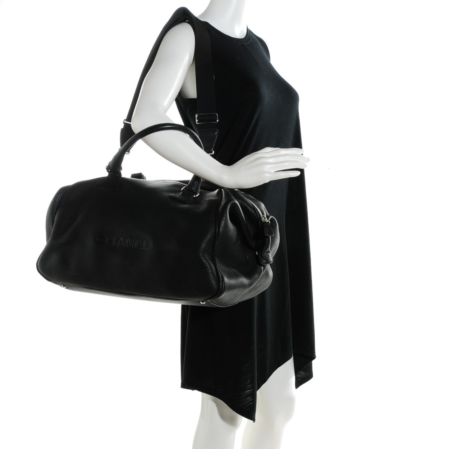Grained Calfskin Duffel Bag Black