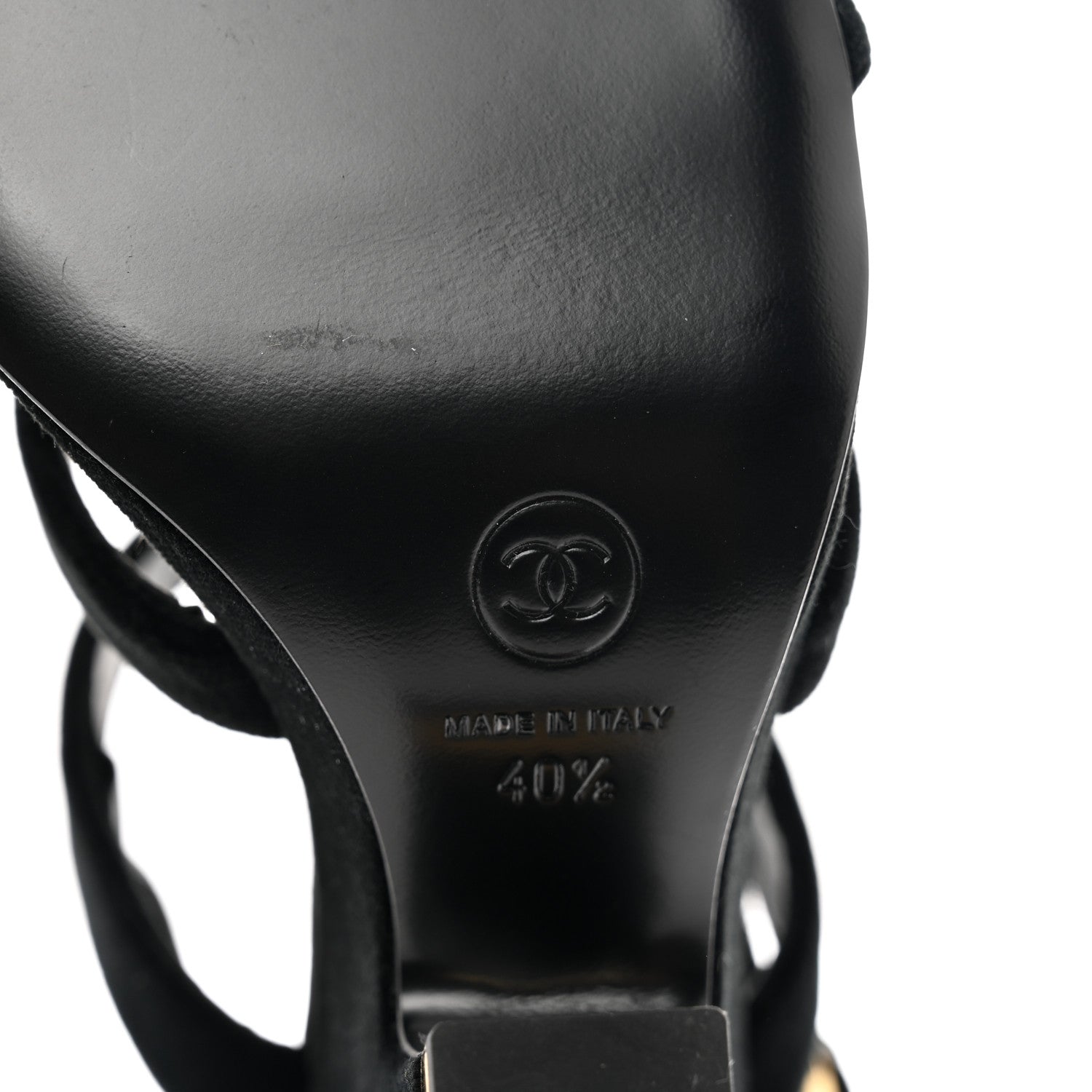 Chanel Velvet CC Sandals 40.5 Black 6 of 9