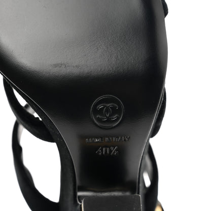 Chanel Velvet CC Sandals 40.5 Black 6 of 9