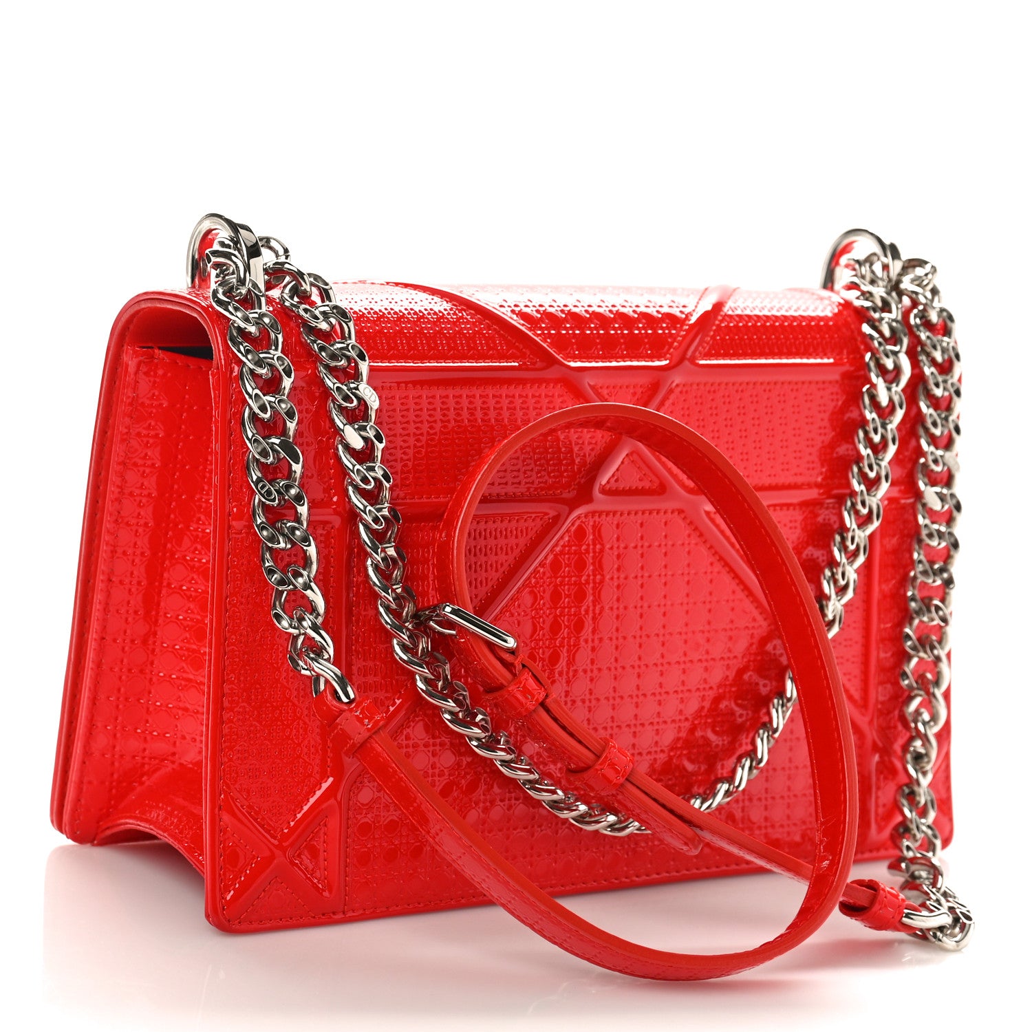 Christian Dior Patent Micro-Cannage Medium Diorama Flap Bag Red 2 of 8