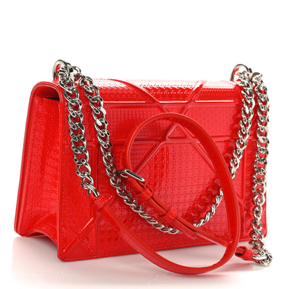 Christian Dior Patent Micro-Cannage Medium Diorama Flap Bag Red 2 of 8