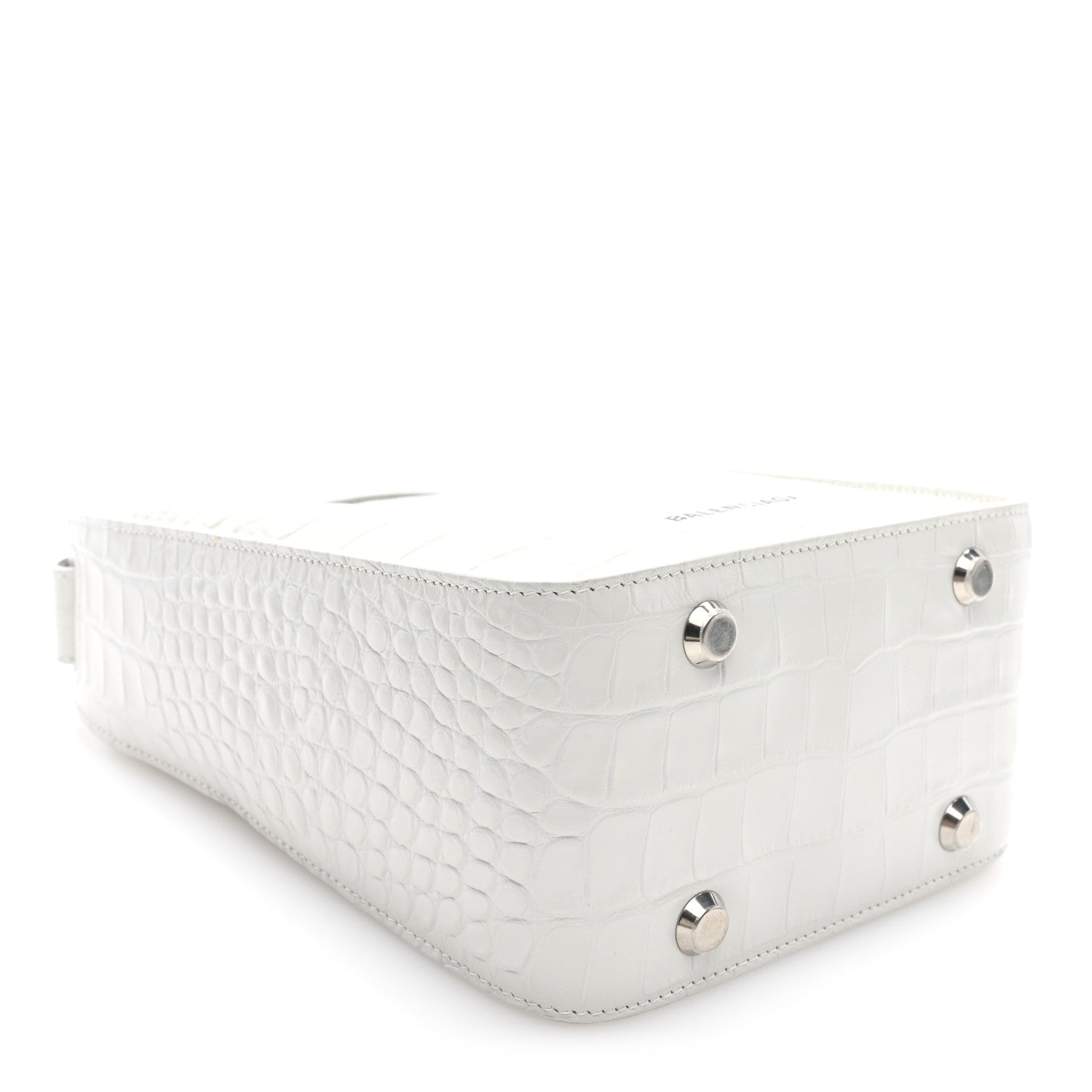 Balenciaga Calfskin Logo Crocodile Embossed XS Tool 2.0 North-South Tote White Black 4 of 9