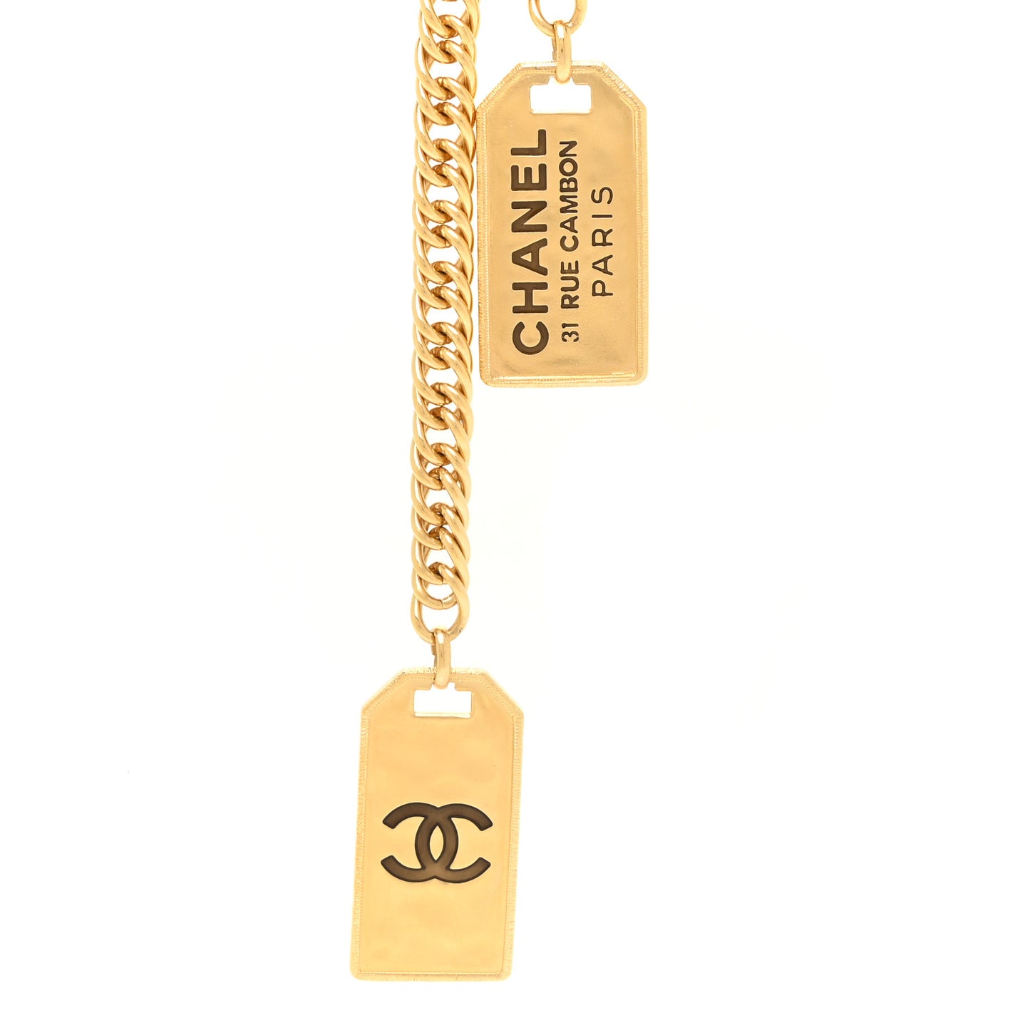 Metal ID Dog Tag Charm Necklace Gold
