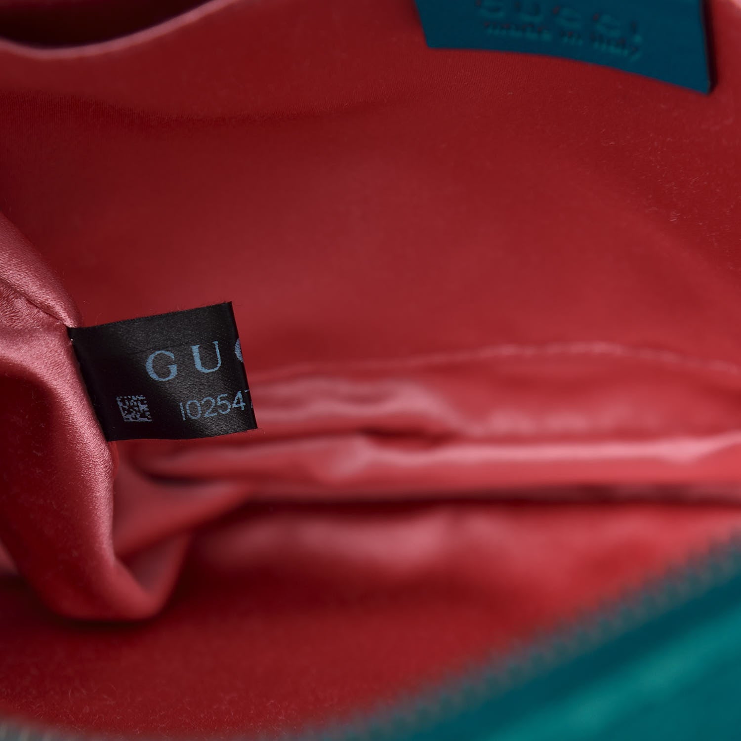 Gucci Velvet Matelasse Small GG Marmont Chain Shoulder Bag Pavone Cyan 10 of 12