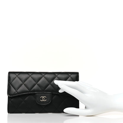 Chanel Lambskin Quilted Large Gusset Flap Wallet Black 2 of 8
