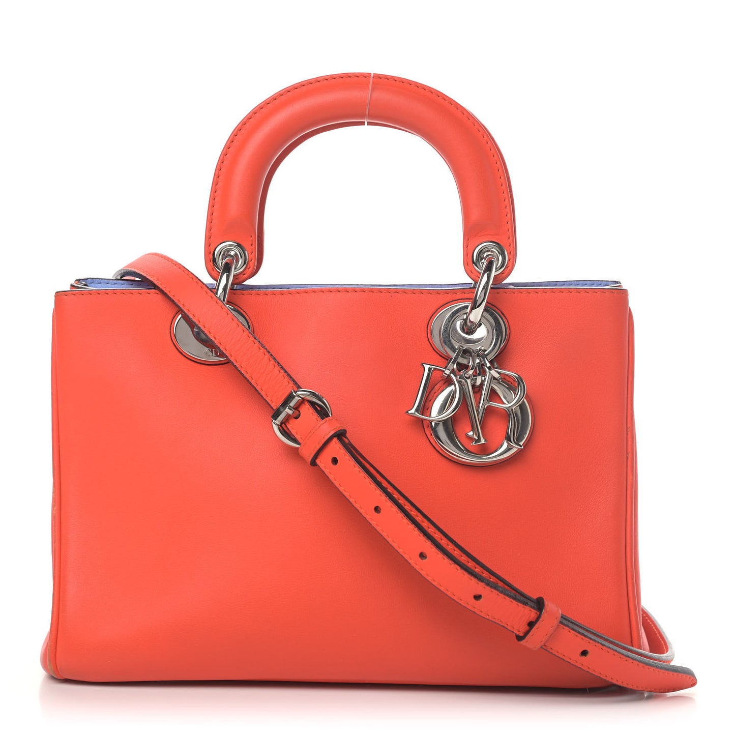 Smooth Calfskin Mini Diorissimo Tote Orange Light Blue