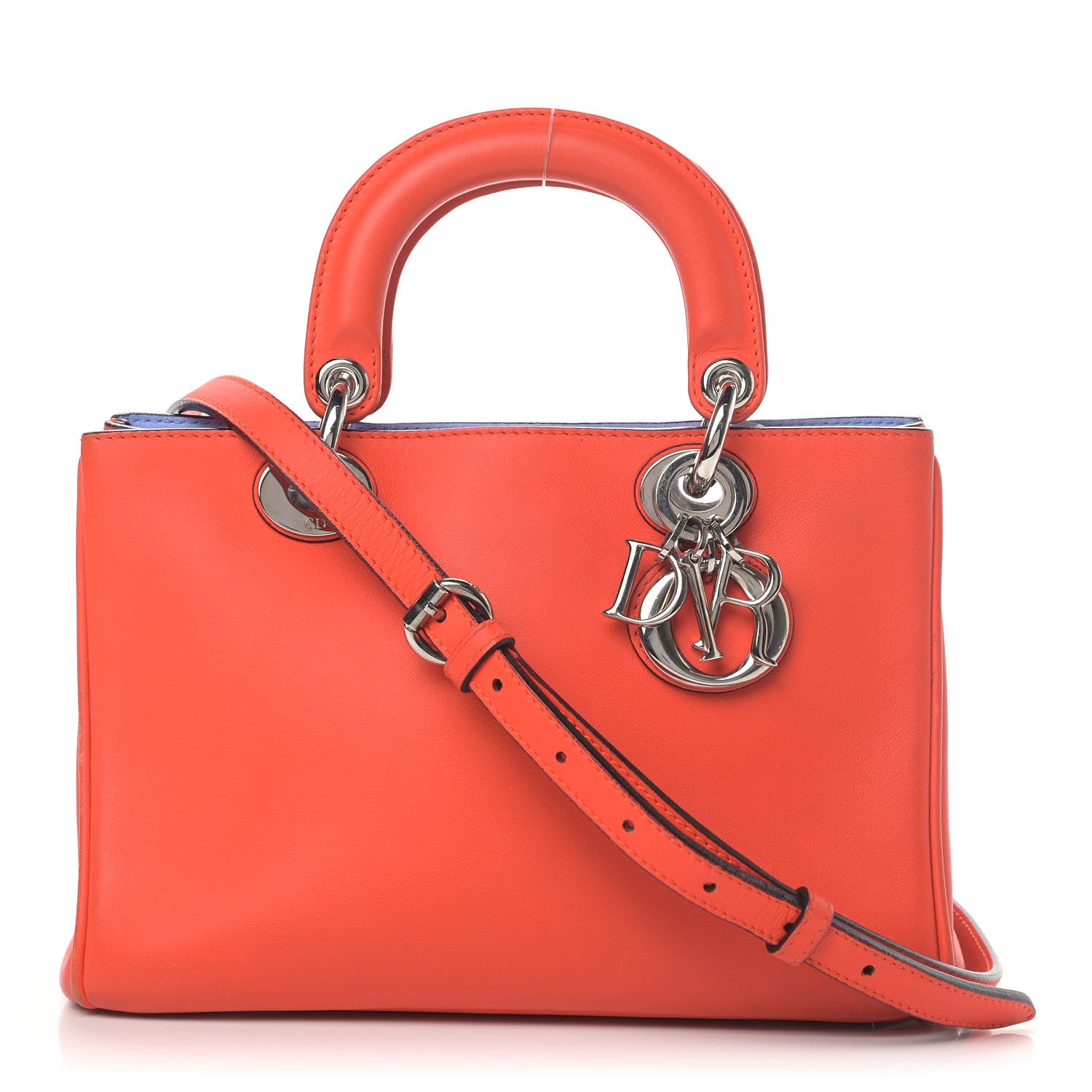 Christian Dior Smooth Calfskin Mini Diorissimo Tote Orange Light Blue 1 of 8
