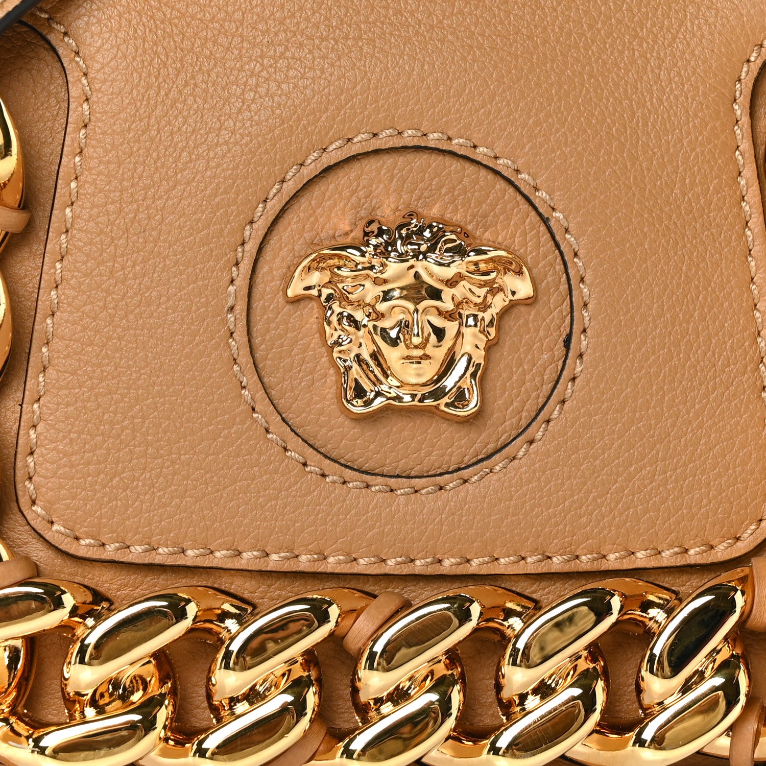 Versace Calfskin La Medusa Small Chain Hobo Bag Brown 7 of 10