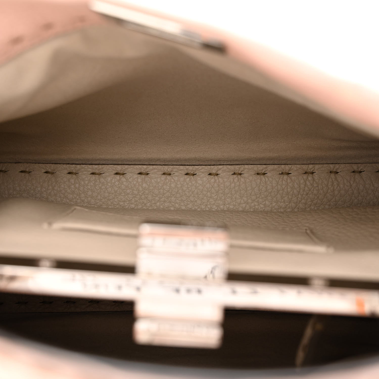 Fendi Cuoio Romano Selleria Bi-Color Mini Peekaboo Iconic Satchel Cipria Latte 6 of 11
