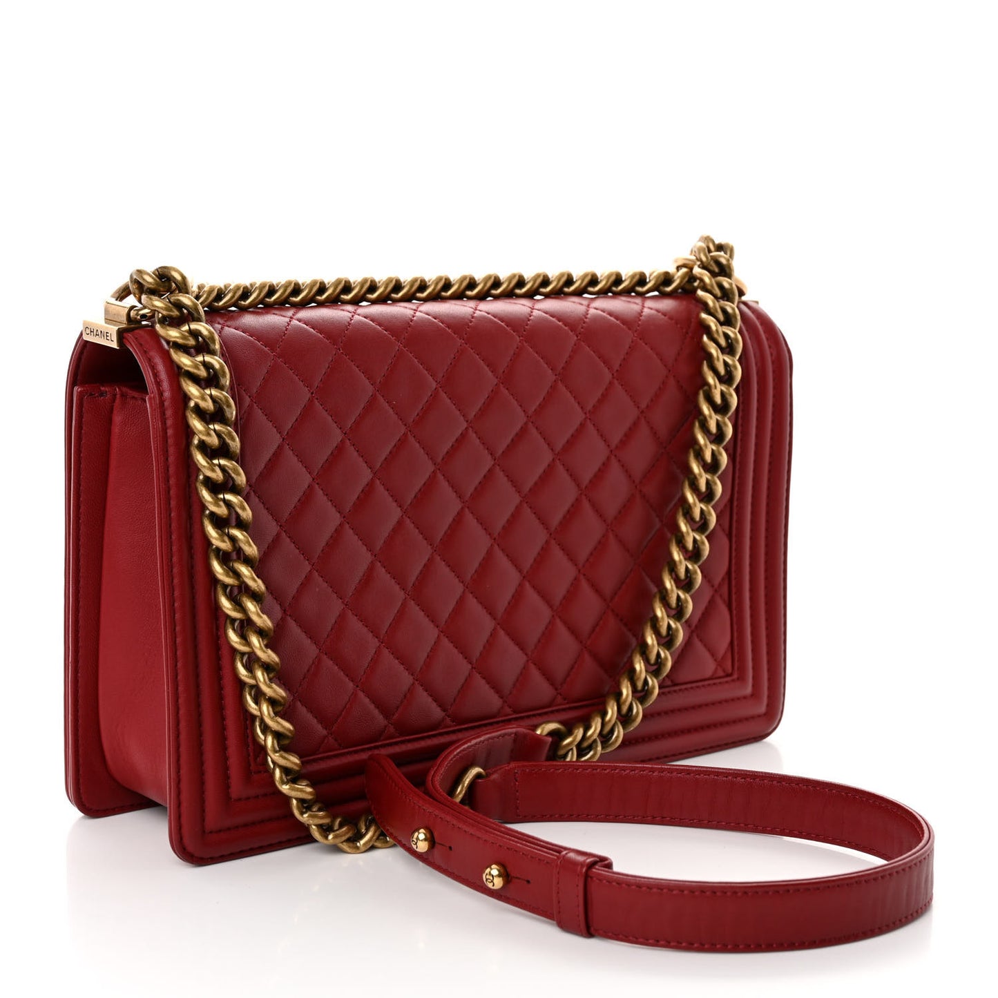 Lambskin Quilted New Medium Boy Flap Red