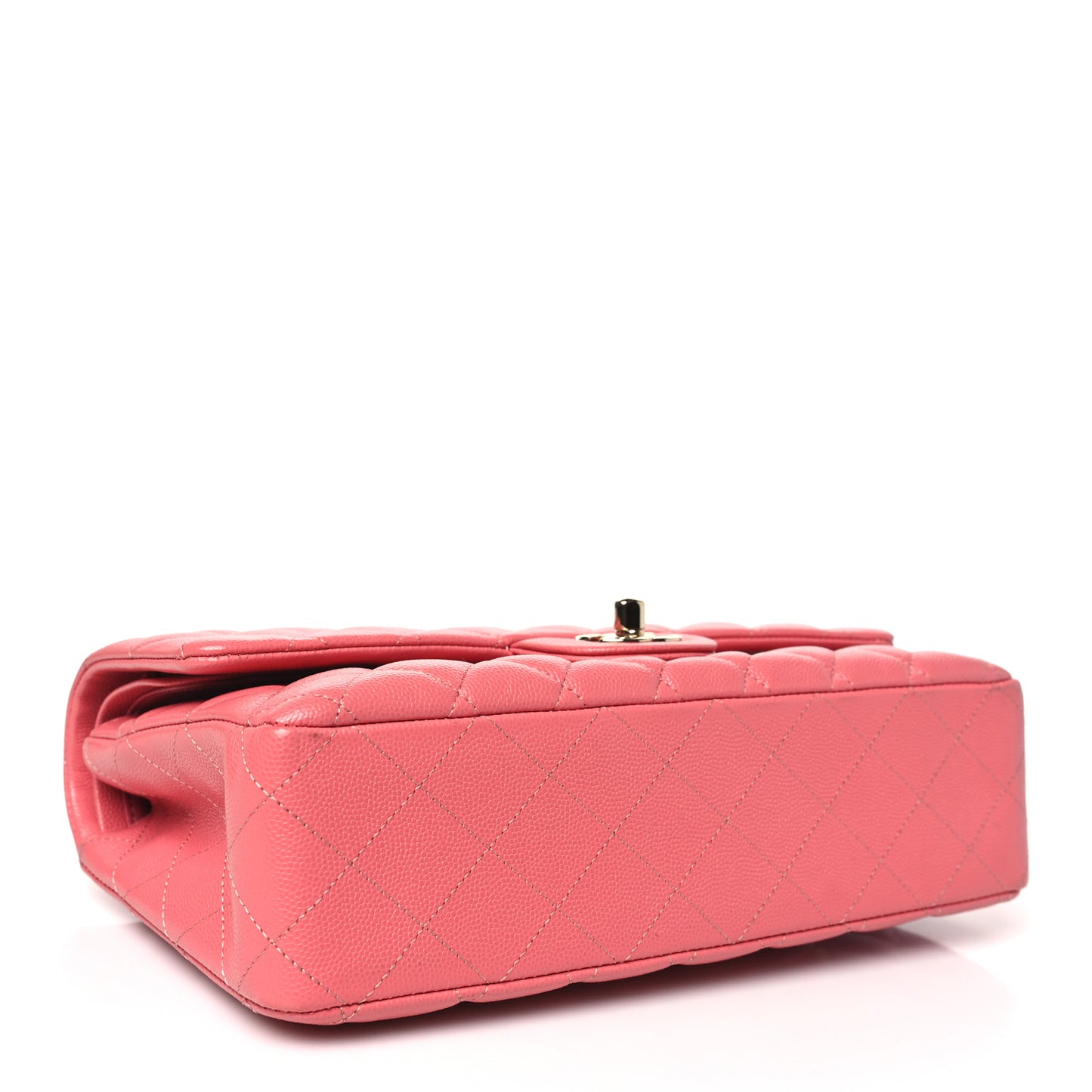 Metallic Caviar Quilted Medium Double Flap Pink