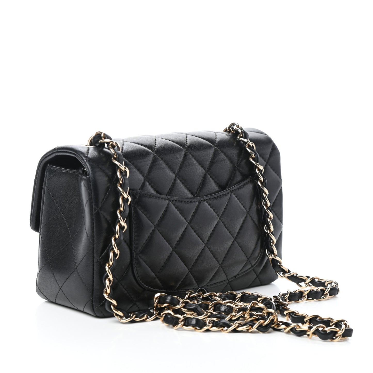 Lambskin Quilted Mini Rectangular Flap Black