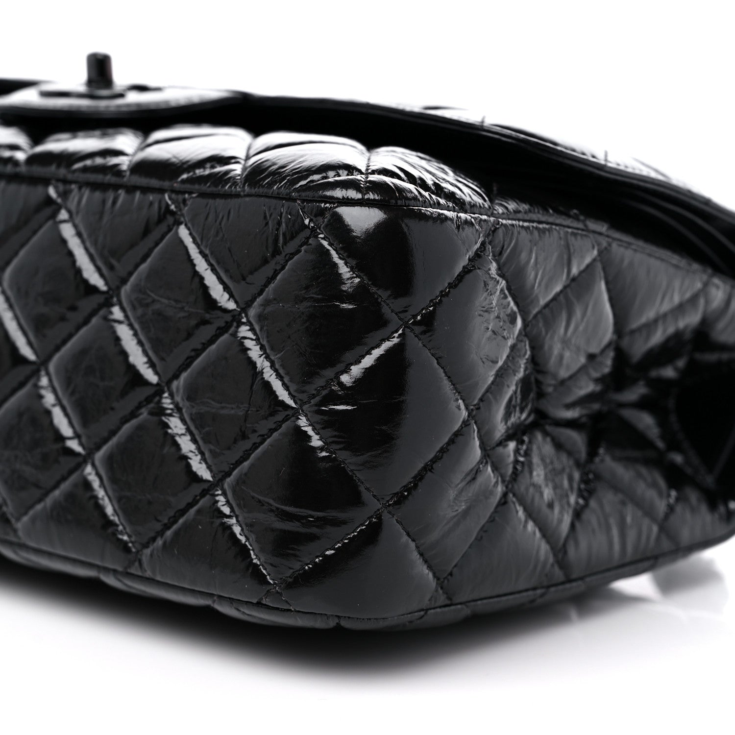 Chanel Shiny Distressed Calfskin Quilted Jumbo Double Flap So Black 9 of 9