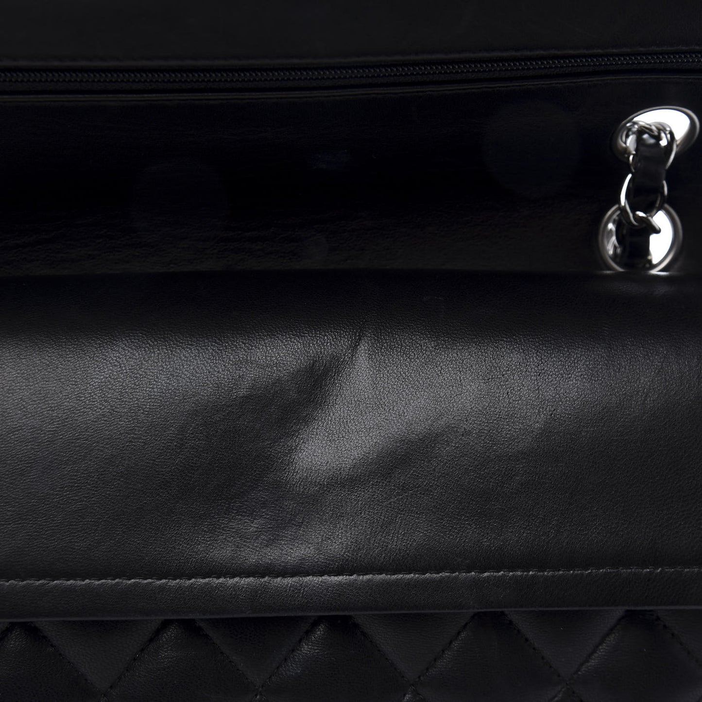 Lambskin Quilted Medium Double Flap Black