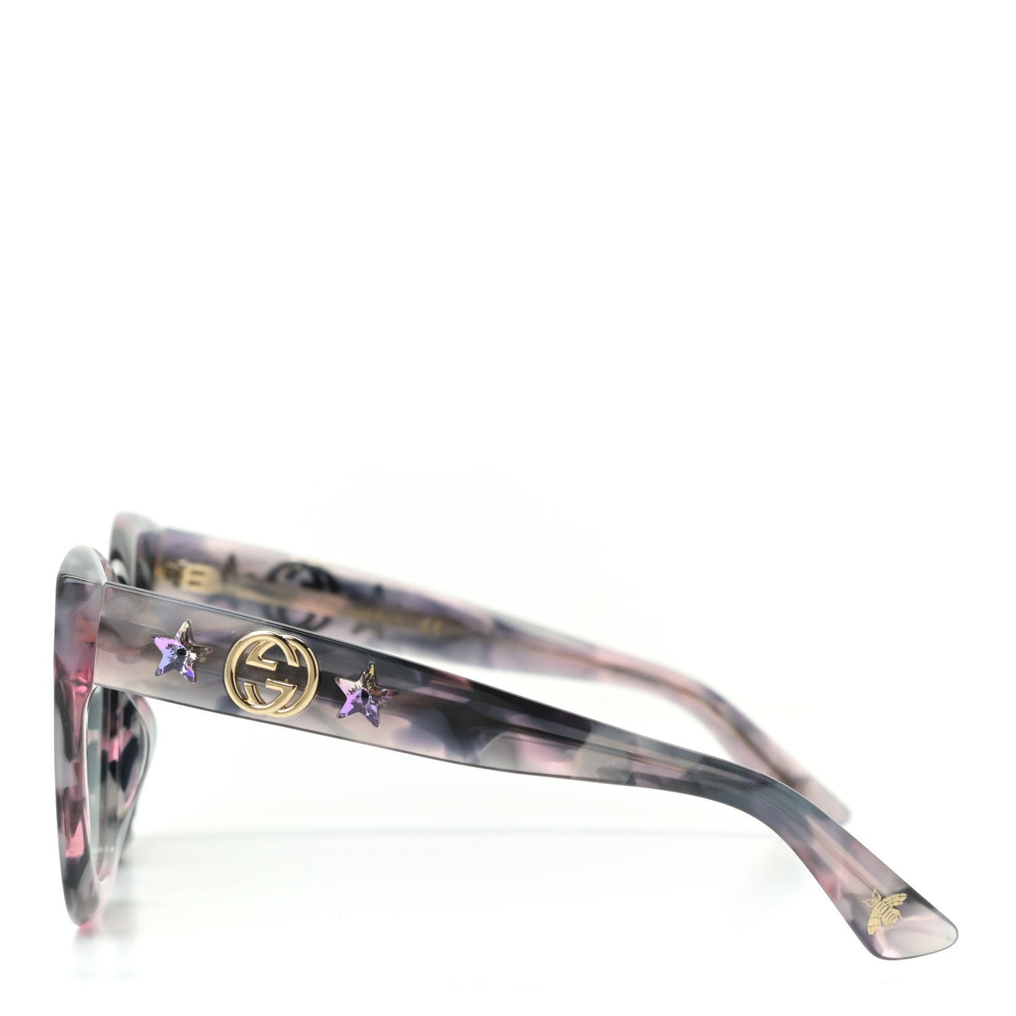 Acetate Round Frame Star Sunglasses GG0208S Grey Pink