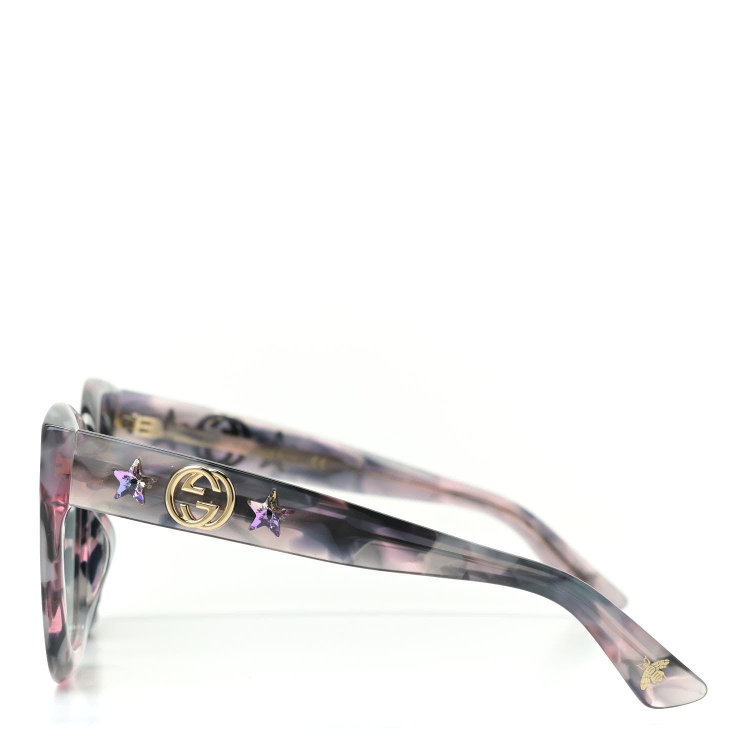 Gucci Acetate Round Frame Star Sunglasses GG0208S Grey Pink 3 of 7